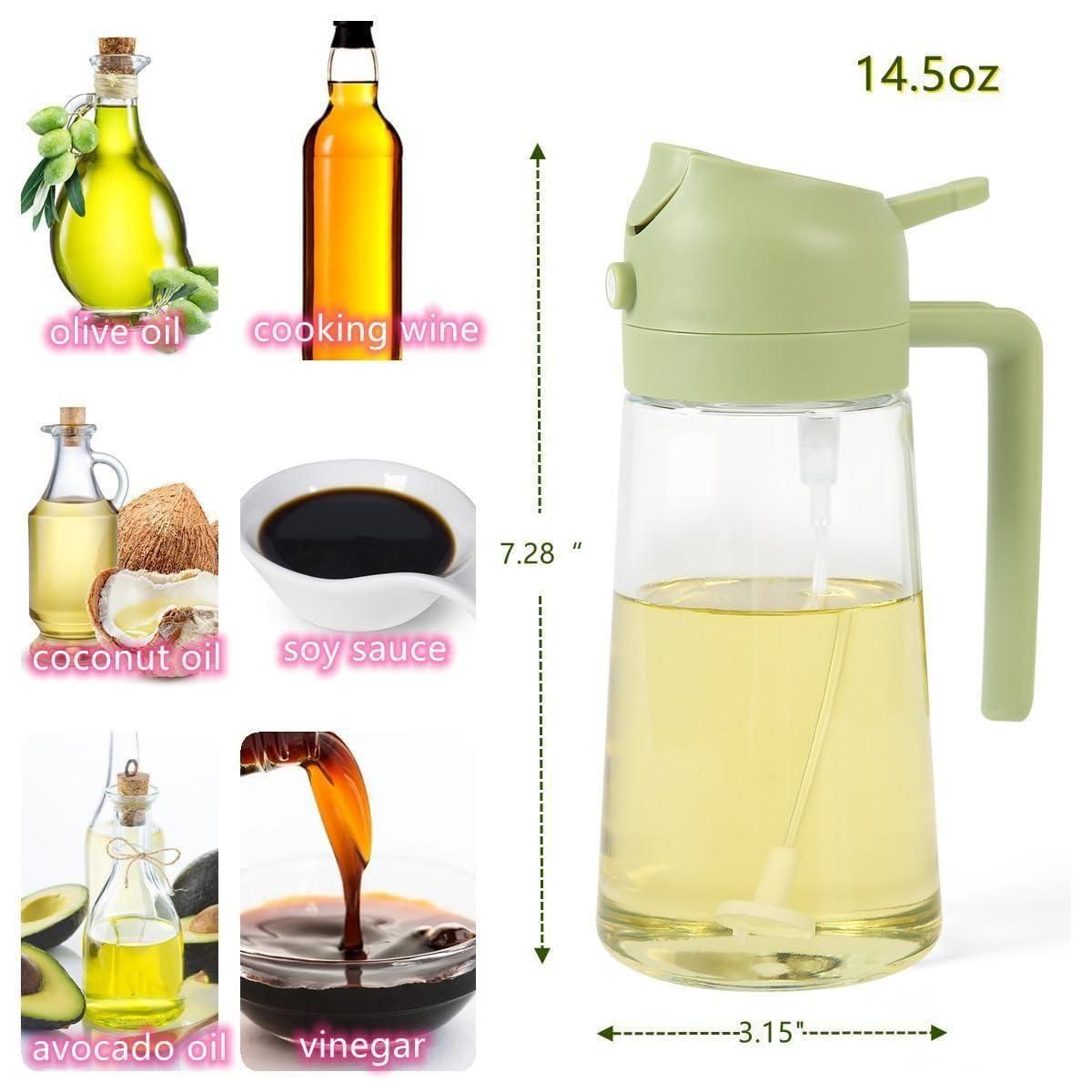 500ml Portable Oil Sprayer & Dispenser – 2-in-1 Leak-Proof Kitchen Bottle