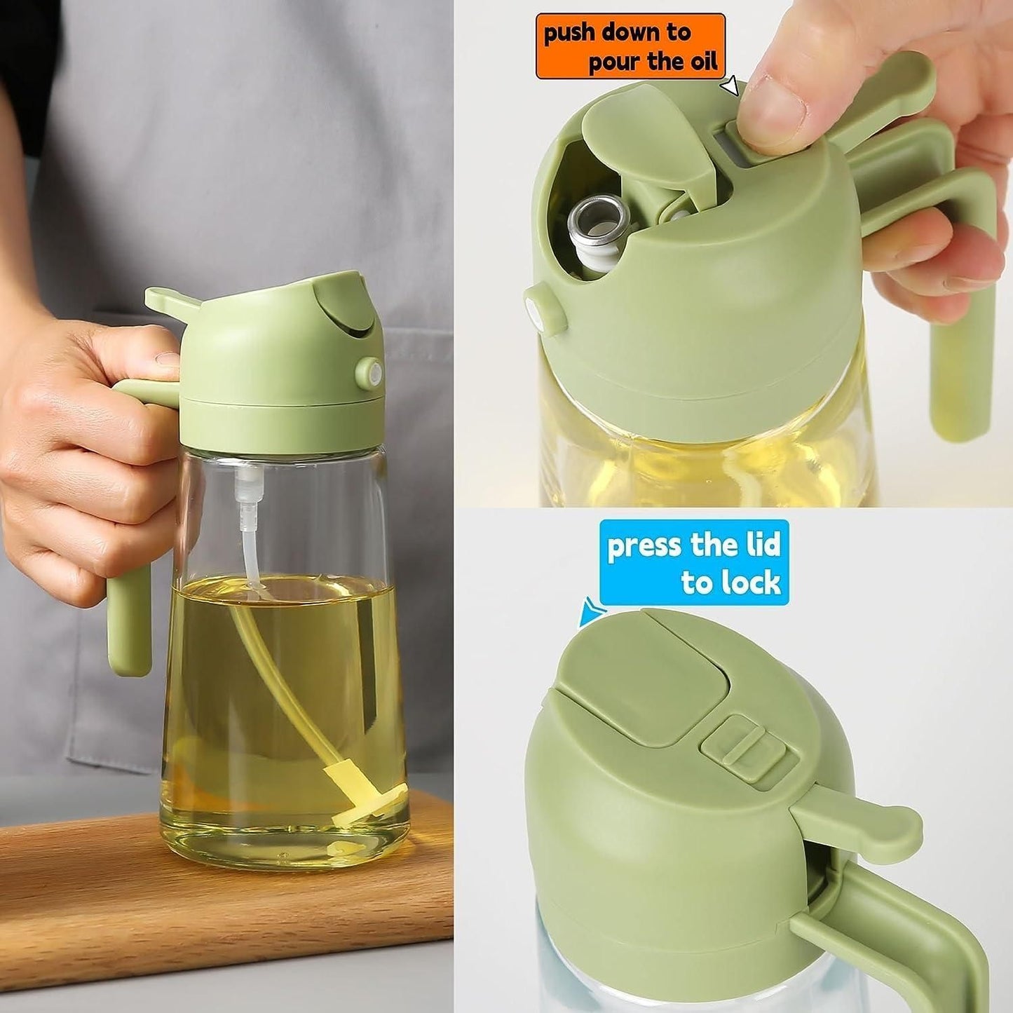 500ml Portable Oil Sprayer & Dispenser – 2-in-1 Leak-Proof Kitchen Bottle