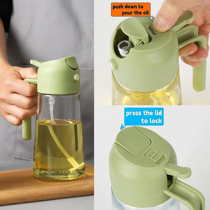 500ml Portable Oil Sprayer & Dispenser – 2-in-1 Leak-Proof Kitchen Bottle